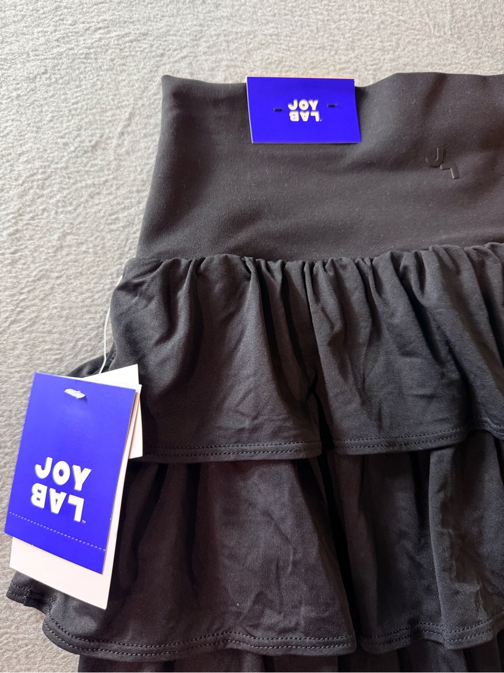 JoyLab - Women's Black Tiered Ruffle Mini Skort with Wide Waistband - Picture 4 of 5